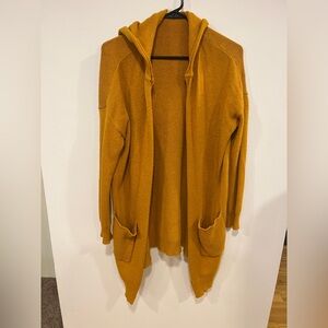 Mustard Open-Front Hoodie Sweater